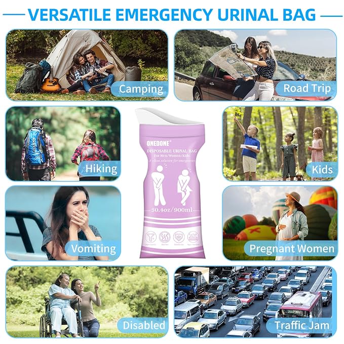 Portable Potty Baby Child Urinal Pee Cup for Kids+ Purple Urine Bags 6 Pack Pee Bags for Travel