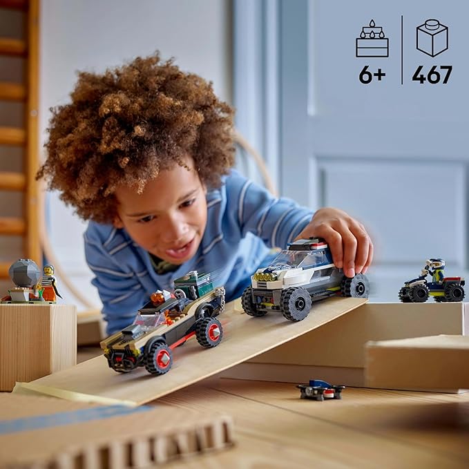 Lego tbd-60449 New title: LEGO City Off-Road Police Chase Action Set – Police SUV, Crook Pickup, Quad Bike & Drone | Kids Construction Toy - 60449