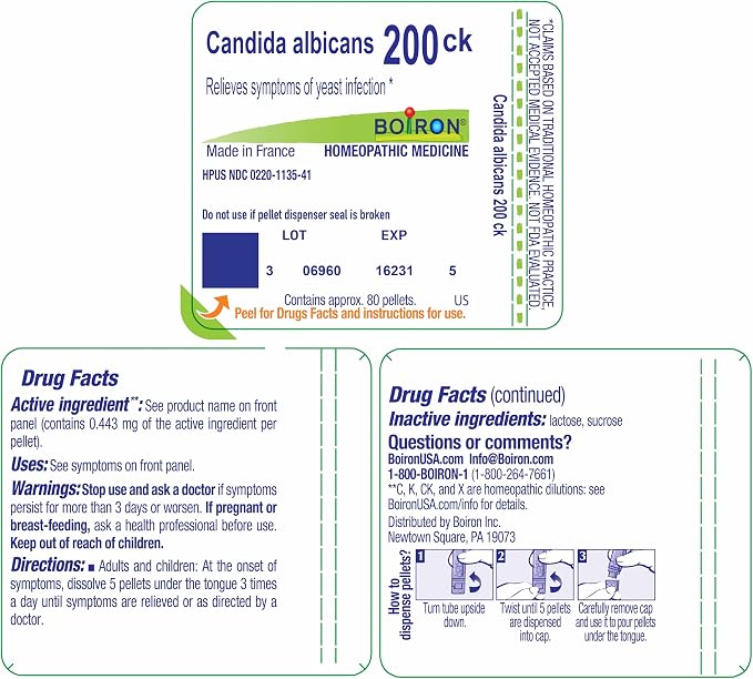 Boiron Candida Albicans 200Ck for Symptoms of Yeast Infection - 80 Pellets
