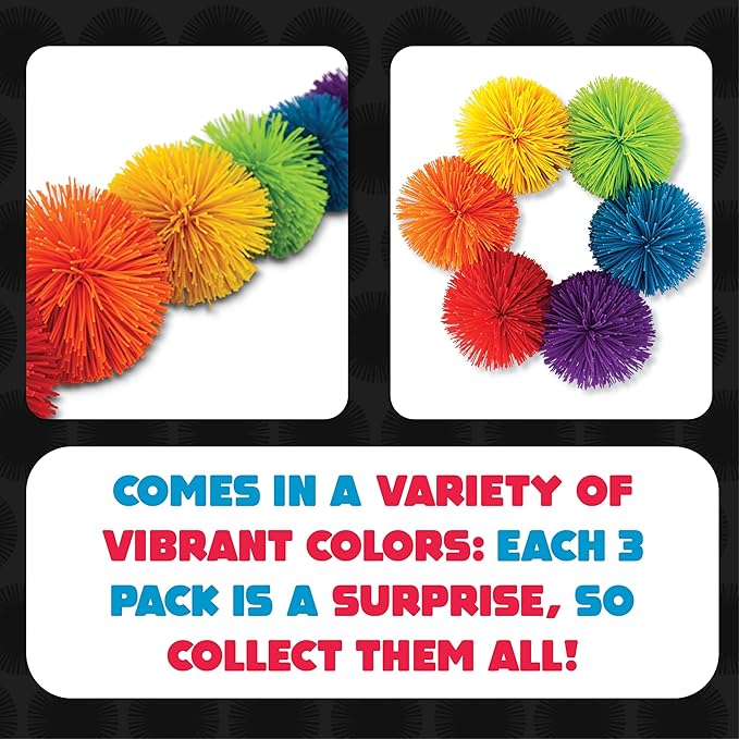 Koosh Balls 3 inch, 3 Pack Assorted Colors - Kids' Beach & Outdoor Fun, Ages 3+