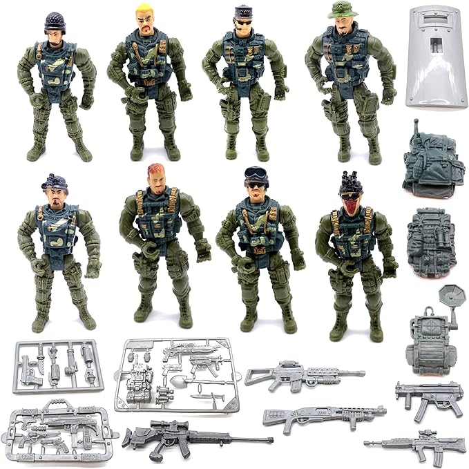 Guaishou Action Figures Army Men Soldiers Toys 8 Pack Military Toy Playset Realistic Accessories