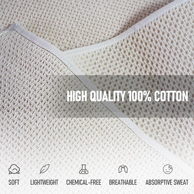 4Pack Cotton Gym Towels (13.7" x 27.5"), Yoga Sports Towel with Cool Waffle Pattern, Soft Breathable Absorbent for Neck, Face, Gym, Running, Workout, Kitchen