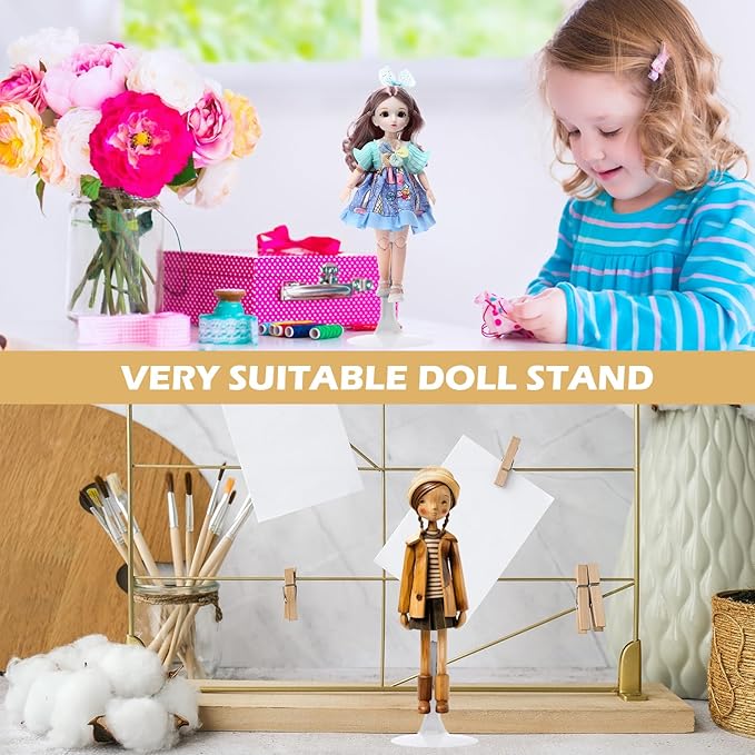 12 Pcs Doll Stand Action Figure Stands with Expandable Waist Wire for 8" to 12" Dolls and Action Figure(White, Silver)