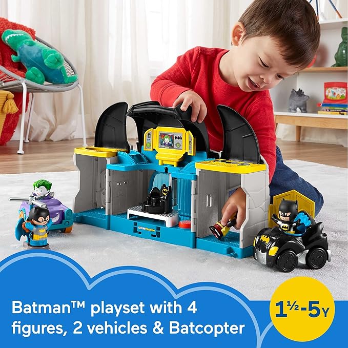 DC Super Friends Fisher-Price Little People Toddler Toy Deluxe Batcave Playset with Batman Figure for Pretend Play Ages 18+ Months (Amazon Exclusive)