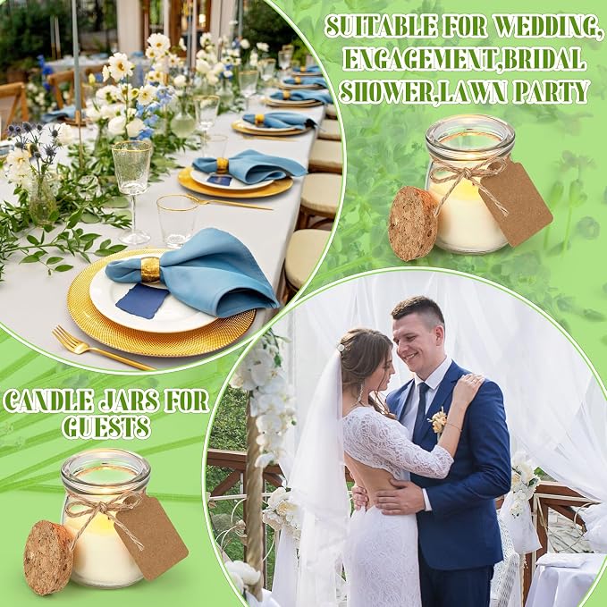 MTLEE 24 Pcs Flower Scent Jar Candles for Guests Wedding Candle Gift Natural Wax Candles with DIY Tag Cards for Baby Shower Party Favors Home Supply Decor, Scents of Freesia/Gardenia/Lavender