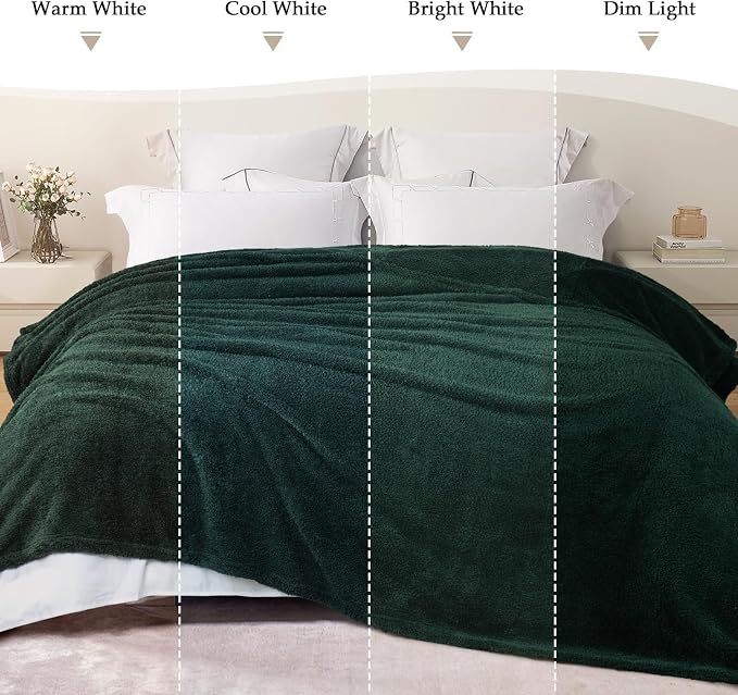 Exclusivo Mezcla Fleece Throw Blanket for Couch and Sofa, 50" x 60" | Super Soft and Cozy Fluffy Blanket for Women, Lightweight and Fuzzy Throw for Home Decor, All Season, Forest Green