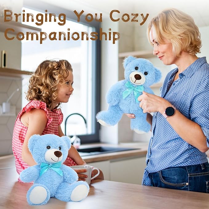 MaoGoLan Bulk Teddy Bear Baby Shower, 10 Packs Small Light Blue Teddy Bear Stuffed Animals in Bulk,13.5" Small Stuffed Bears Plush for Wedding,Birthday,Christmas, Party Decorations