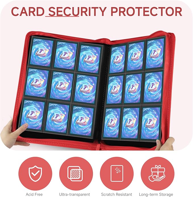 9 Pocket Card Binder,360 Pockets Trading Card Binder,Double Sided Pocket Collection Binder,Card Folder for MTG,TCG,Game Cards,Sport Cards,Red
