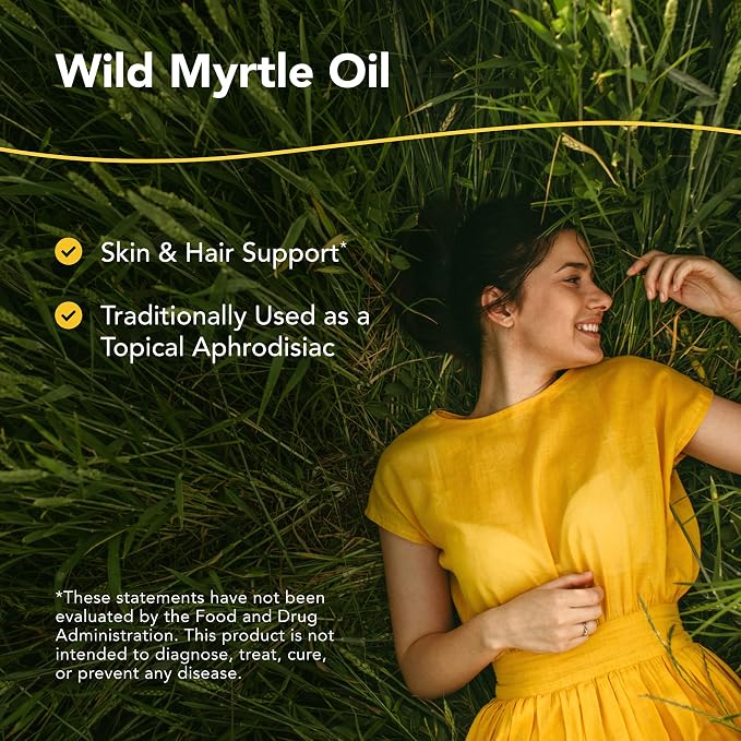 NORTH AMERICAN HERB & SPICE Wild Oil of Myrtle - 1 fl. oz. - Wild Myrtle Oil - Skin & Hair Support, Topical Aphrodisiac - Non-GMO - 172 Servings