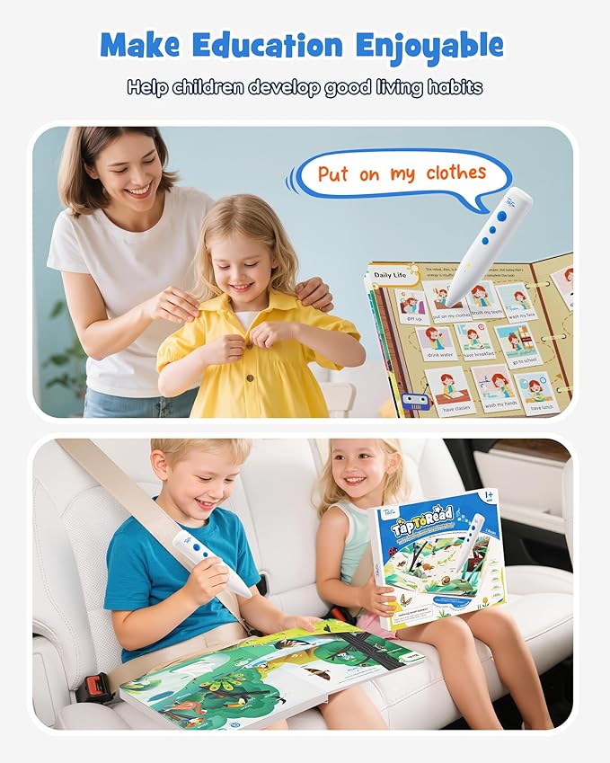 Talking Pen Books Sets, Interactive Audio Sound Books , Learning Electronic Toys for Toddlers Kids Age 1-4, Autism Sensory Games, Early Educational Birthday Gifts for Boys and Girls