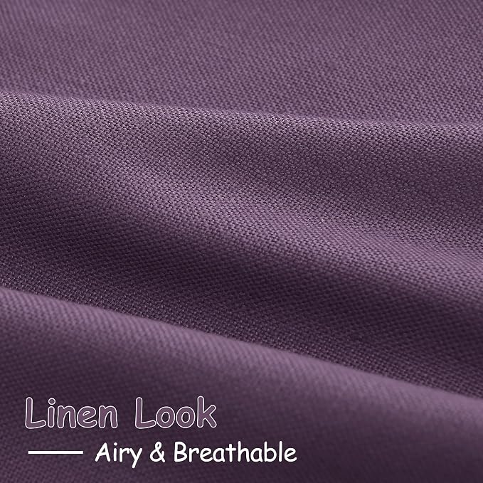 Plum Linen Curtains 102 Inches Long Rod Pocket Back Tab Drapes 2 Panels Set for Living Room Sheer Light Filtering Semi Sheer Plum Curtain 102 Length for Patio Sliding Glass Door 52x102