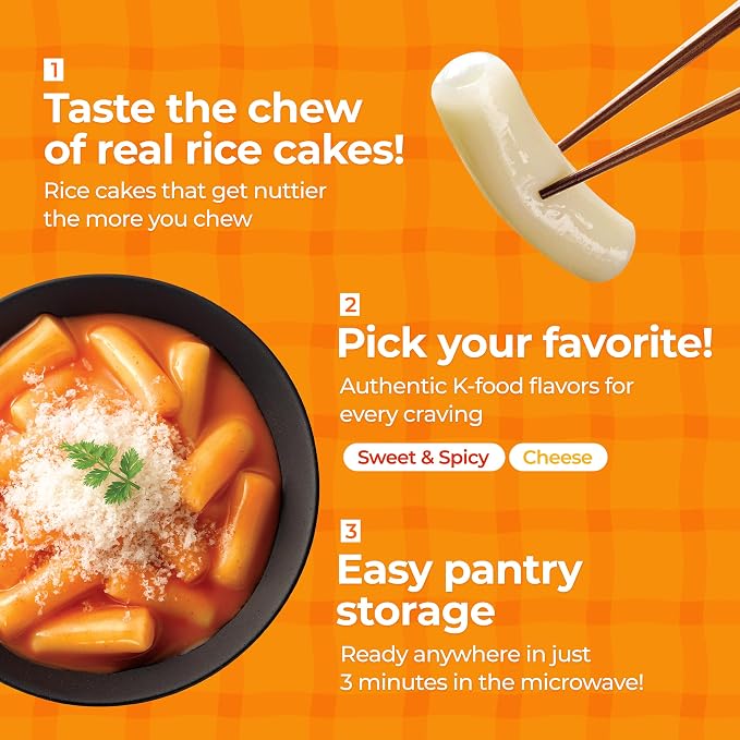 Dongwon Yangban Cheese Tteokbokki Cup, 6-Pack with Forks, Microwave Korean Rice Cakes Ready in 3 Minutes, Mild Cheddar and Parmesan Sauce with Hint of Heat, Kid-Approachable Comfort Snack, 4.23oz (120g)