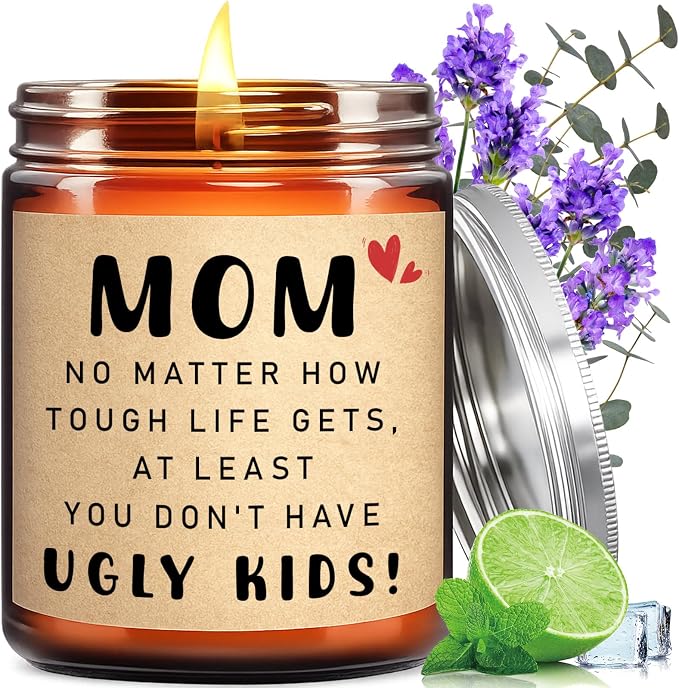 KOTKAS Lavender Candle Gifts for Mom Birthday - Funny Mothers Day Candles for Mom from Son Daughter - Eucalyptus Lavender Scented Soy Candles Non Toxic for Home - at Least You Dont Have Ugly Children