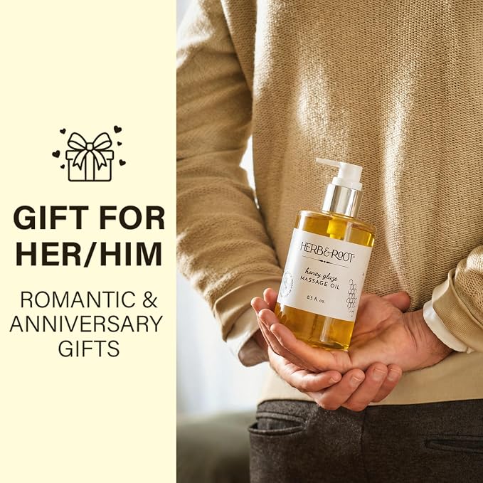 Edible Honey Glaze Massage Oil, 8.5 oz | Body Oil with Sweet Honeycomb & Natural Oils | Non-Sticky, Moisturizing, Doubles as Aromatherapy Body Oil