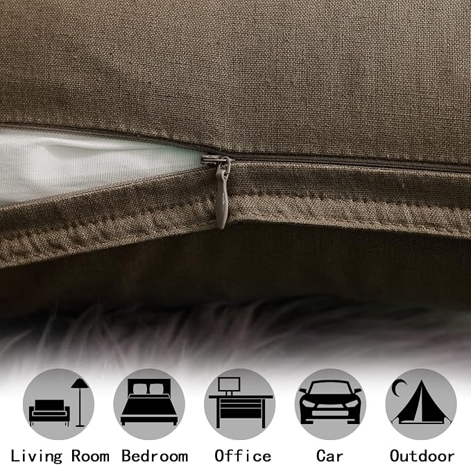 Jeanerlor 20"x20" Pillowcase Green Cousion Cover Decor Cotton Linen with Unique Design to Embellish Garden/Office/Chair/Bed/Couch,(50 x 50cm), Khaki