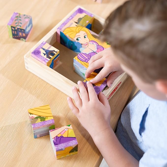Melissa & Doug Disney Princess Wooden Toy Cube Puzzle Blocks for Boys and for Girls 3+ - FSC Certified