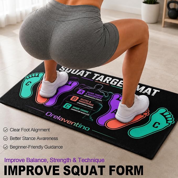 Squat Mat with Foot Position,Non-Slip Workout Mat for Squats & Leg Exercises, Improves Muscle Activation & Knee Support, Home Gym Fitness Mat,30 * 13.8"inch Squat Pad