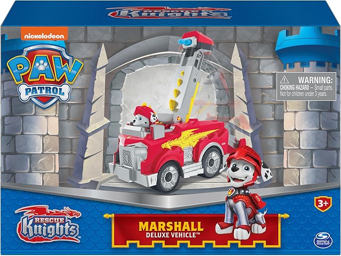 Paw Patrol, Rescue Knights Marshall Transforming Toy Car with Collectible Action Figure, Kids Toys for Ages 3 and up