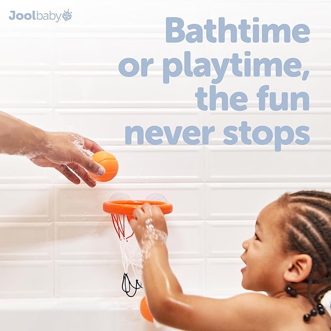 Jool Baby Bath Basketball Hoop for Toddlers, Kids Bathtub Toy – Includes Basketball Net w/ Suction Cups, 2 Basketballs