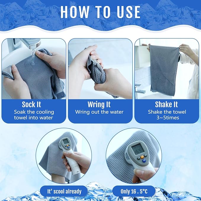 Hosuly 30 Pack Cooling Towels, 40"x12" Ice Breathable Soft Chilly Sweat Rag Microfiber Workout Rags for Gym Cooling Towels for Neck and Face for Yoga Golf Sport Running