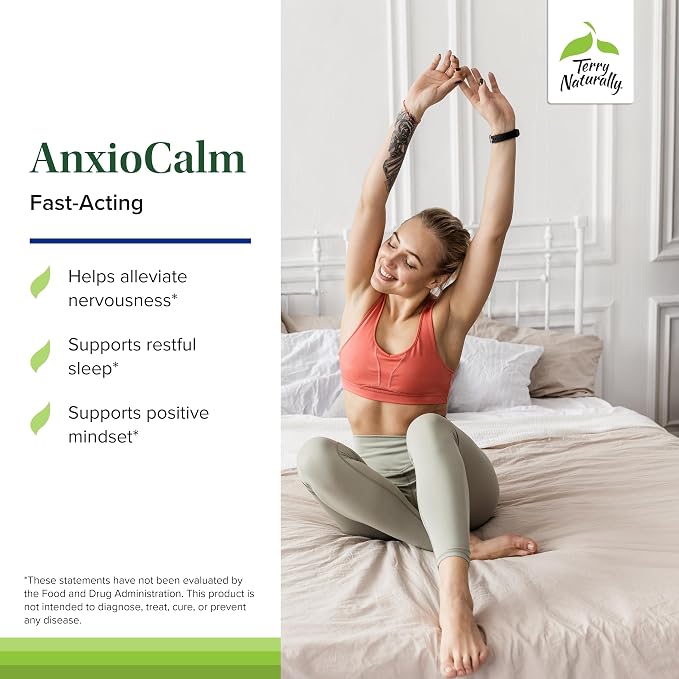 Terry Naturally AnxioCalm - Calming Support Supplement - Supports Against Occasional Tension & Aids Calm Feelings with Narrow-Leaved Coneflower - Non-Drowsy Supplement - 75 Tablets