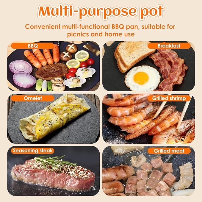 Korean Grill Pan,Round Premium BBQ Grill Pan,Non-stick Griddle Plate for Gas Stove Indoor Outdoor Camping Party(29cm)