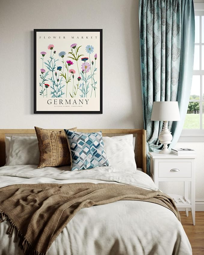 Germany, Cornflower Unframed Art Print Poster, Flower Market Wall Art, Floral Artwork Decor for Bedroom, Kitchen, Bathroom, Livingroom Decoration 52 (Germany, Cornflower, 14"L x 11"W, Unframed)