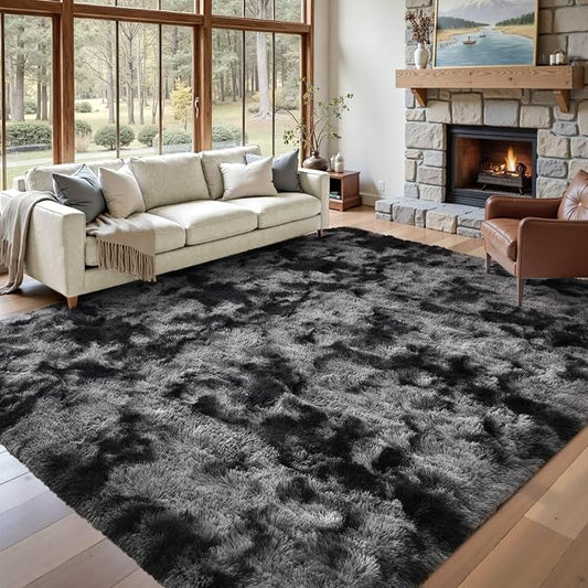 7x10 Area Rugs for Living Room, Large Fluffy Shag Bedroom Rugs Non-Slip, Ultra Soft Plush Carpet for Nursery Kids PlayRoom Dorm Office Indoor Modern Carpets(Dark Grey)