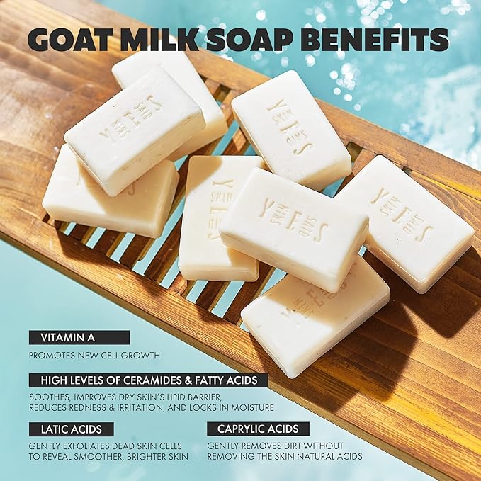 Skin Said Yes Goat Milk Soap Bar - 8 Bars 4 Unique Scents | Crafted in Greece | All Natural, Organic, Goats Milk Soap - Nourishing, Ideal for Sensitive Skin - Perfect for Kids, Men, and Women
