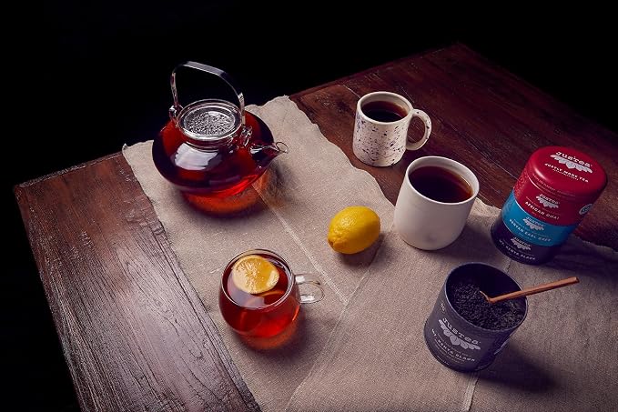 JusTea Black Tea Trio | Stacking Tins Variety Pack with Hand Carved Tea Spoon | Loose Leaf Tea | High Caffeine | Award-Winning | Fair Trade | Non-GMO
