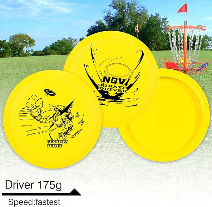 NQV Disc Golf Set,Disc Golf Starter Set-6 Pack Driver, Mid-Range and Putter Discs with Disc Golf Bag for Outdoor and Backyard(Black Bag), Medium