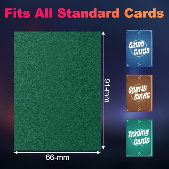200 Pack Card Sleeves, Matte Dual Trading Card Sleeves with Opaque Back & Smooth Shuffle, Tear Resistant Card Protectors for MTG, TCG and Game Cards (Metallic Green)