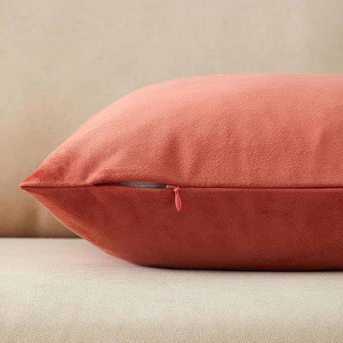 22x22 Throw Pillow Covers Set of 2 Decorative Velvet Cushion Covers,Apricot | Soft Pillow Cases with Invisible Zipper for Modern Couch Sofa Bed Living Room Bedroom Home Decor