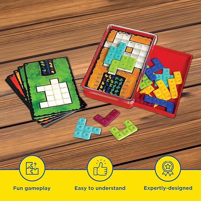 Thames & Kosmos Ubongo The Brain Game to Go Fast-Paced, Addictive, and Easy-to-Learn | Convenient Self Contained Carrying Case | Solo Geometric Puzzle Game | for Ages 8 and Up