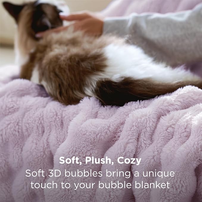Bedsure Purple Twin XL Blankets for Bed - 3D Fleece Bubble Blanket for Sofa Bed Room Decor - Luxury Soft Cozy College Dorm Room Essentials for Girls, Lightweight, All Seasons, Light Purple, 66"×90"