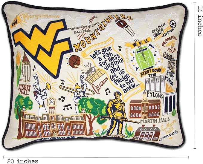 Catstudio West Virginia University Collegiate Embroidered Decorative Throw Pillow