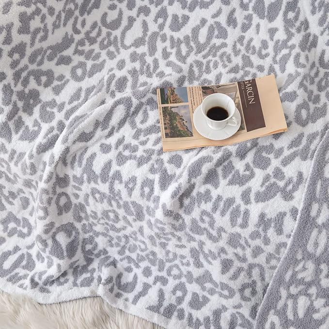 MH MYLUNE HOME Ultra Soft Leopard Throw Blanket Plush, Gray, 71"x78" | Reversible Cheetah Print Blanket, Comfy Fluffy Fuzzy Plush Blanket Throws for Couch Bed, Cozy Blankets for Women Gift
