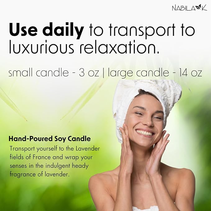 Nabila K – Heart de Provence - Soy-Based Candle – French Lavender - Hand-Poured - Cotton Wick - Aromatherapy Candle w/Essential Oils - Made in USA - 3 oz
