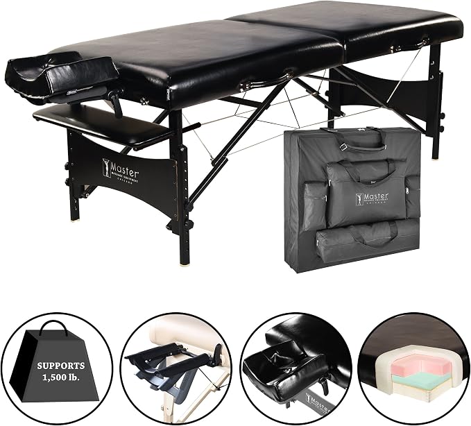 30" Galaxy Therma Top Master Massage Portable Massage Table Pacakge Beauty Bed Built Black