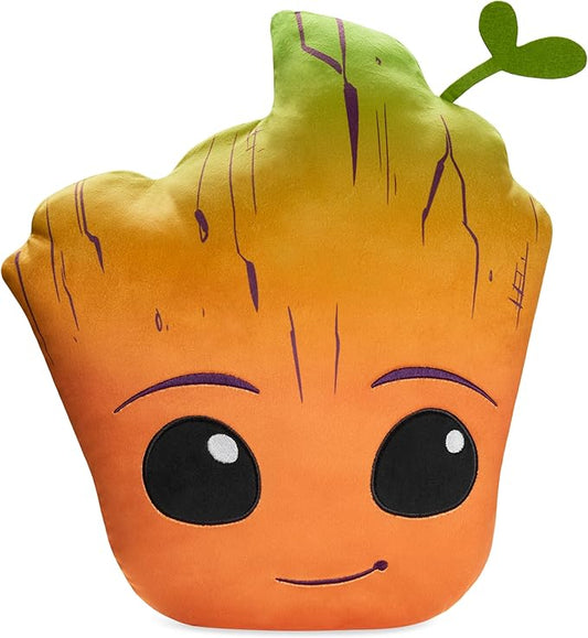 Disney Stitch 3D Plush Cushions for Bed Travel, Cute Cuddle Pillow Stuffed Character Pillow, Bedroom Accessories, Room Decor, Gifts for Kids (Orange Groot, L14.56 x W12.2)