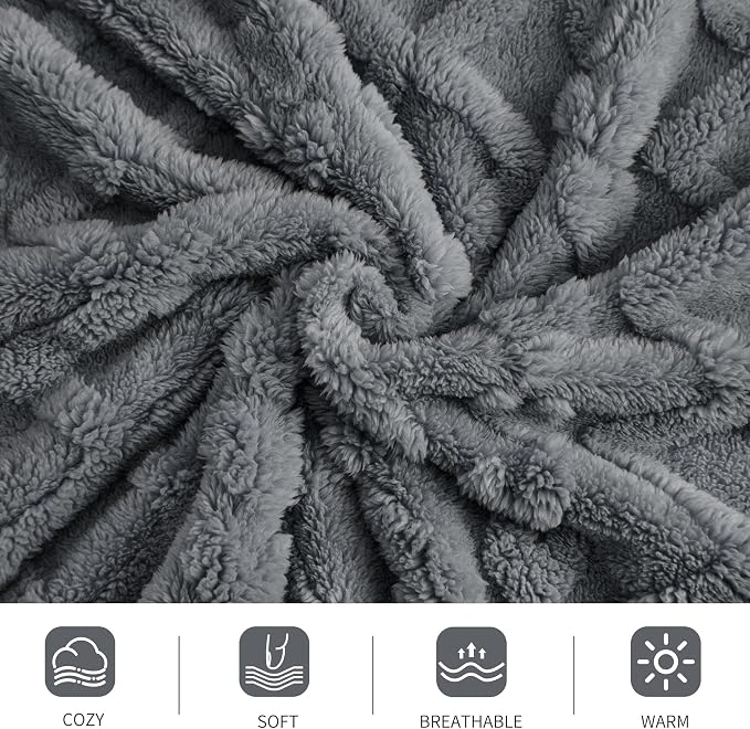 Aganear Fleece Throw Blanket for Bed Couch 90"x90" Grey | Lightweight Fuzzy Throw,Warm Gift for Women,Christmas,Housewarming,Soft,Boho Design for Room Home Decor,All-Season Use