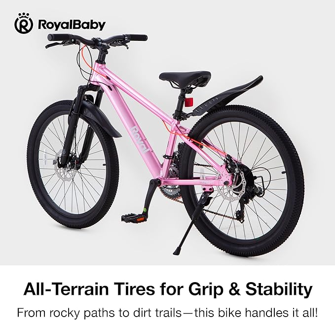 RoyalBaby Kids Mountain Bike for Boys and Girls, Ultra-Light Aluminum 20-26 Inch Wheel Bicycle for 6-14 Years Old Children, 7/21-Speeds Drivetrain