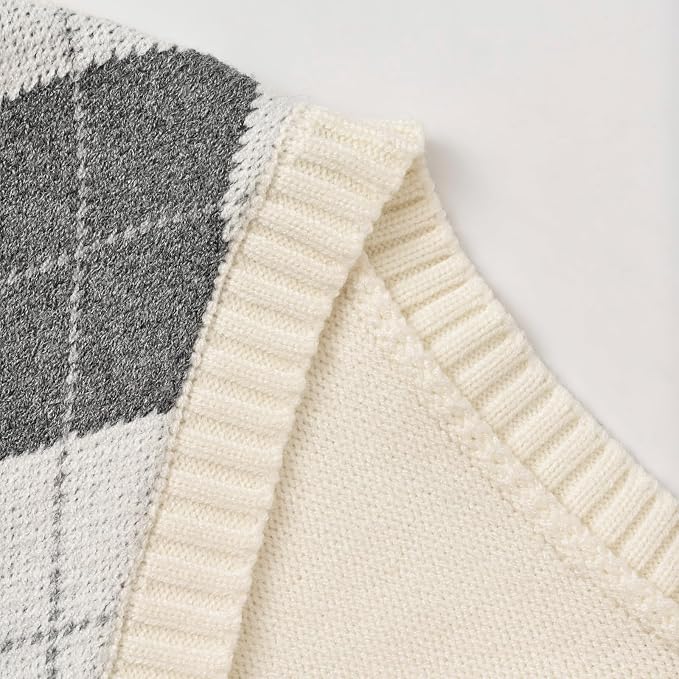 Women's Sweater Vest,Y2K Sleeveless Pattern Preppy Style Knitted Crop Tank Top for Girl