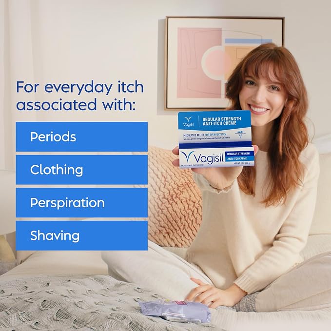 Vagisil Regular Strength Anti-Itch Feminine Cream for Women, Gynecologist Tested, Hypoallergenic, Fast-acting and Long-lasting Itch Relief, Vaginal Moisturizer Soothes and Cools, 1 oz (Pack of 1)