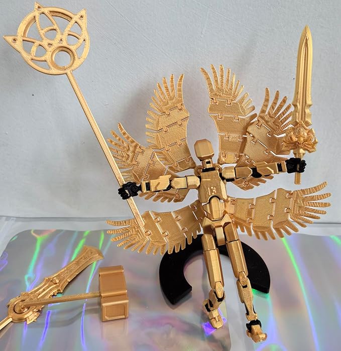 T13 Action Figure Set, 3D Printed Multi-Jointed Movable Robot Dummy Set Lucky 13 Action Figure Articulated, for Collectors Desktop Decorations (Black+Red)