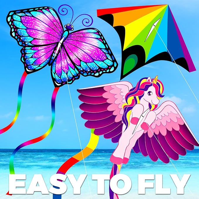 Easy to Fly Kites for Kids & Adults,Butterfly Delta Kites with String & Hand for Beach,Park,Outdoor Toys Birthday Gifts for Boys Girls Ages 4 5 6 7 8-12 Years Old