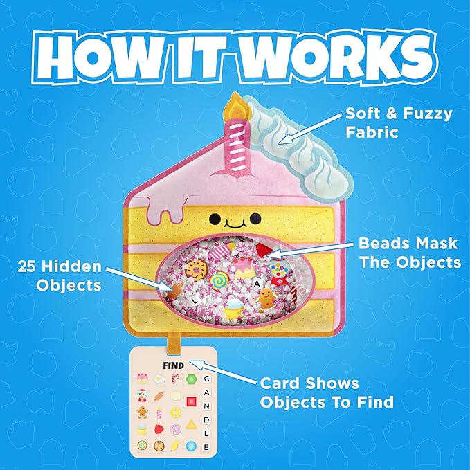 BIZYBOO - The Original Seek & Find Plush - Hidden Object Search Problem Solving Educational Matching Game for Kids 2 and Up (Ol' Red)