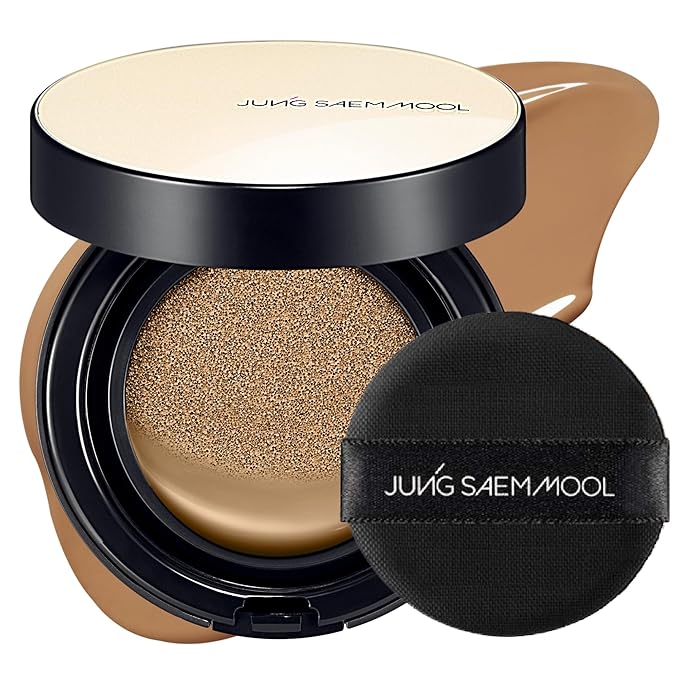 JUNG SAEM MOOL Essential Skin Nuder Cushion | Natural Finish, Buildable Coverage Cushion Foundation by Korean Makeup Artist (Refill Not Included, 0.49 Fl Oz), 30N Amber