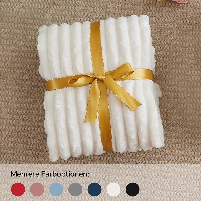 BEDELITE Ribbed Fleece Throw Blanket for Couch, Cream, 50"x70" | Ultra-Soft Plush Fleece, Warm Yet Lightweight, Ribbed Texture, Home Decor, Machine Washable, Giftable, All-Season Use