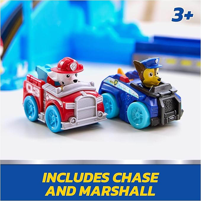 PAW Patrol Pup Squad Track Set, Looping Track Playset & Vehicle Launcher with Chase & Marshall Toy Cars, Kids Toys for Boys & Girls Ages 3 and Up